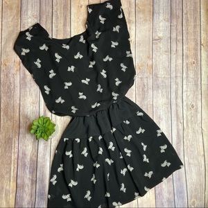 Cat Print Dress Flowy Sz S